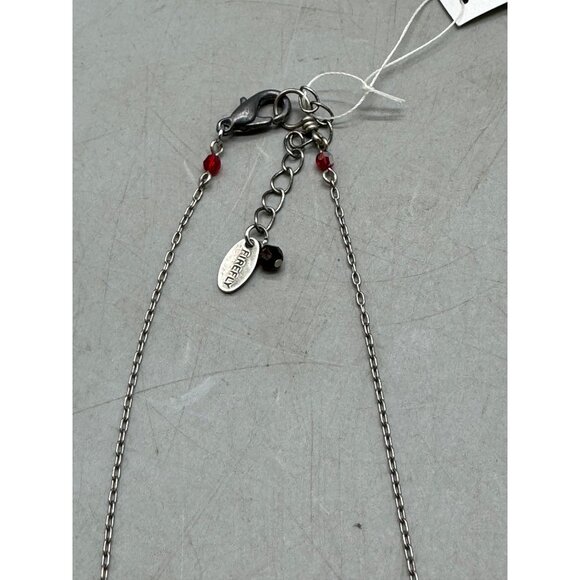 Firefly Jewelry Dragonfly Charm Necklace Beads Red Green Accents Silver READ NEW - Picture 5 of 6